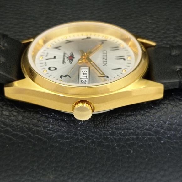 Vintage 1990 Arabic Citizen Automatic Mens Gold Watch W/daydate & Silver accents - Picture 5 of 10